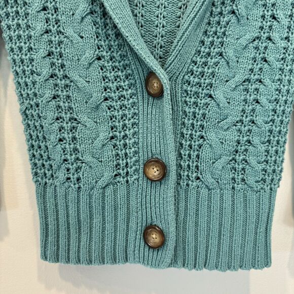 Aeropostale Cardigan Sweater Hooded Crochet Button Front Aqua Y2K Women sz XS - Picture 5 of 8